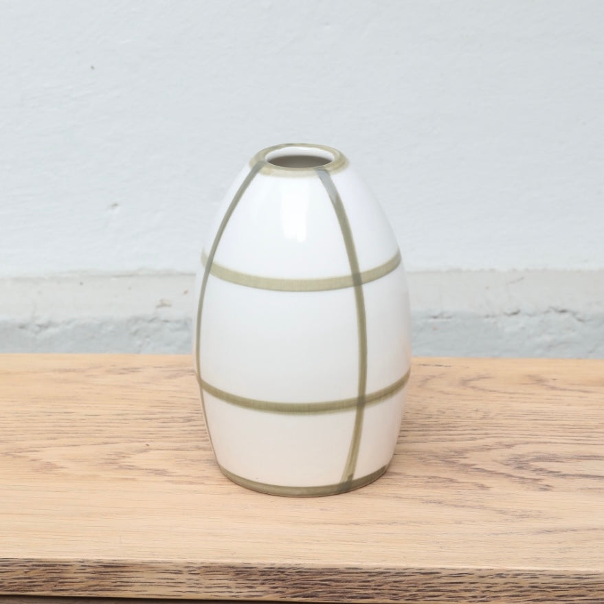Vase "Egg" Striped Olive