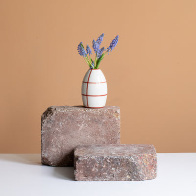 Vase "Egg" Striped Dark Cherry