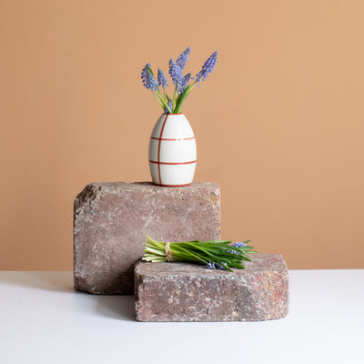 Vase "Egg" Striped Dark Cherry