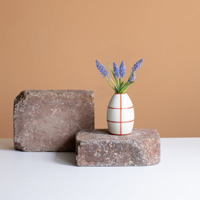 Vase "Egg" Striped Dark Cherry