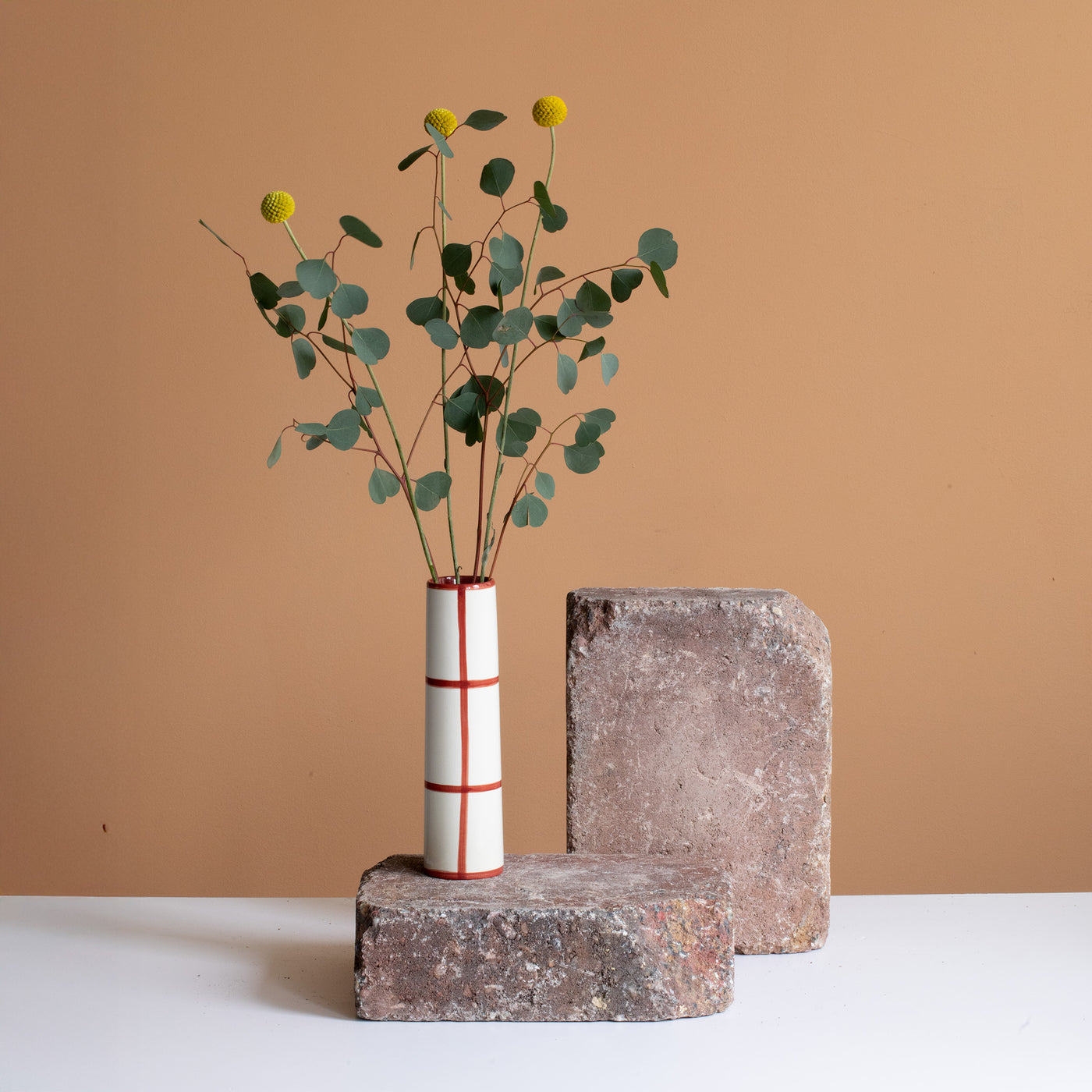 Vase "Chimney Small" Striped Dark Cherry