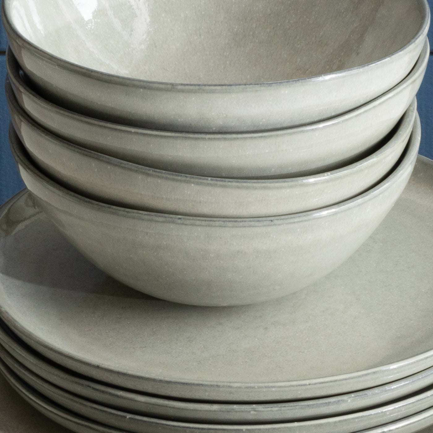 Set de vaisselle grès neutre gris organique fait main Portugal Bowl assiette
