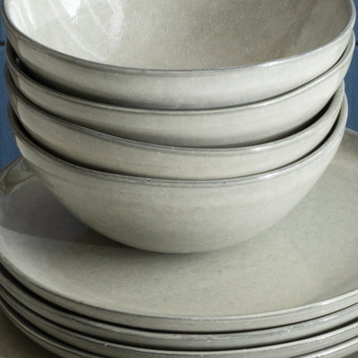 Set de vaisselle grès neutre gris organique fait main Portugal Bowl assiette