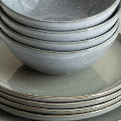 Set de vaisselle grès gris bleu vert organique fait main Portugal Bowl assiette