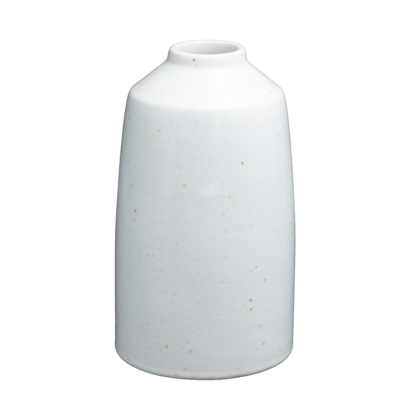 Vase blanc avec petite ouverture sur fond blanc dégagé