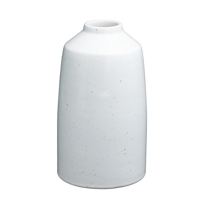 Vase blanc avec petite ouverture sur fond blanc dégagé