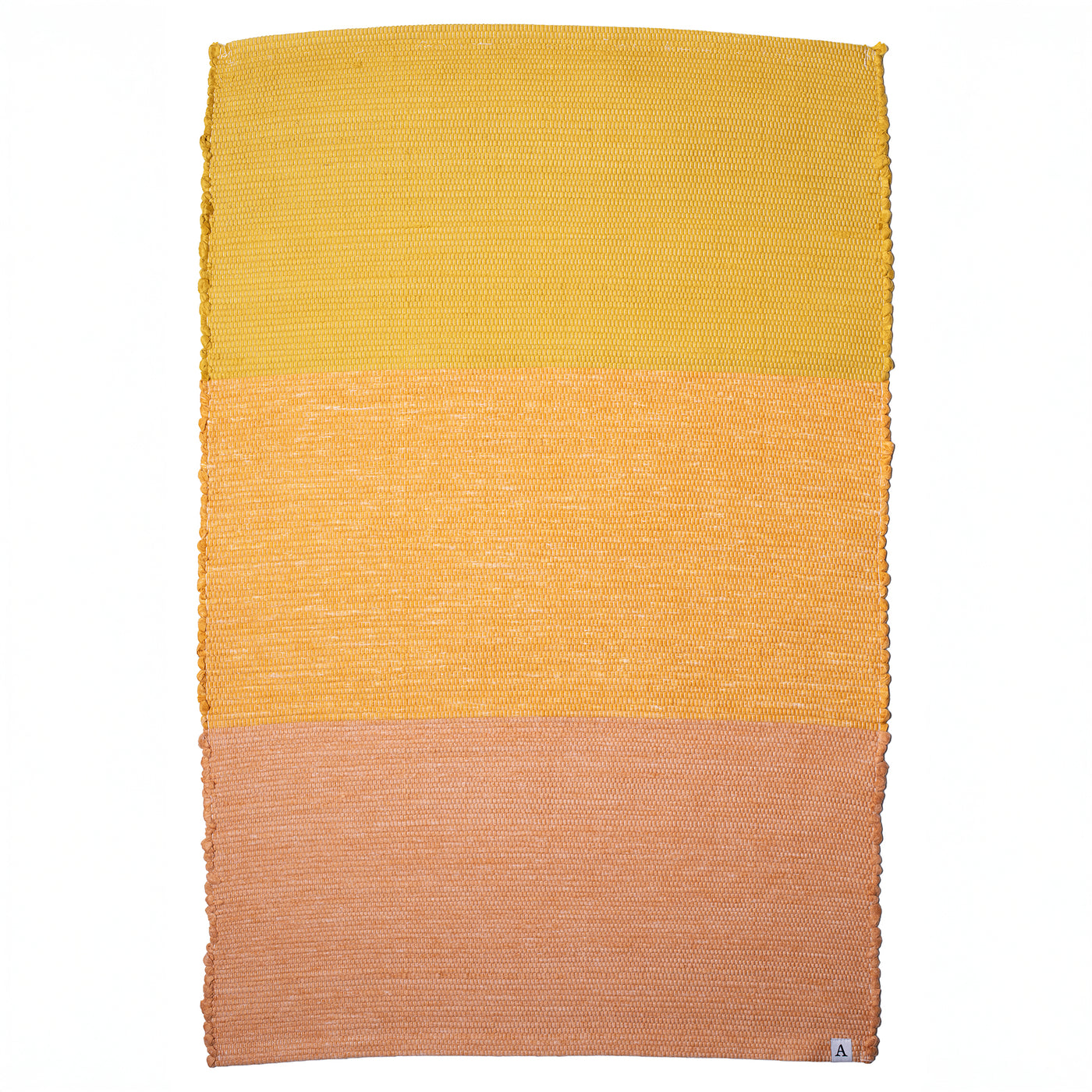 Tapis de salle de bain en coton recyclé dans trois tons de jaune et d'orange