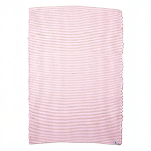 Petit tapis rose à rayures de jute en laine tissée à la main au Portugal, blanc cassé