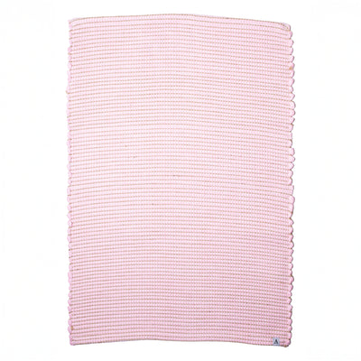 Petit tapis rose à rayures de jute en laine tissée à la main au Portugal, blanc cassé